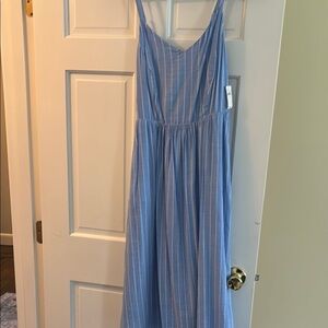 Blue Striped Sleeveless Dress